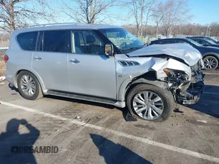 2015 Infiniti QX80 with VIN JN8AZ2NE0F9084260, listed as a IAAI auction lot 41327841 with 108,146 mi miles. Bid and sale history available at carsss.com. Image 1.