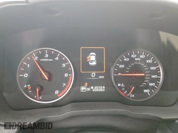 2023 Subaru WRX Premium with VIN JF1VBAH62P8807393, listed as a Copart auction lot 58950245 with 20,639 mi miles and Salvage title. Bid and sale history available at DreamBid. Image 9.