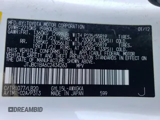2012 Lexus RX 450h with VIN JTJBC1BA6C2434263, listed as a Copart auction lot 44632765 with 157,398 mi miles and Non Repairable. Bid and sale history available at DreamBid. Image 14.