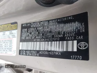 2004 Toyota Camry LE with VIN 4T1BE30KX4U327013, listed as a IAAI auction lot 41987105 with 241,236 mi miles. Bid and sale history available at carsss.com. Image 9.