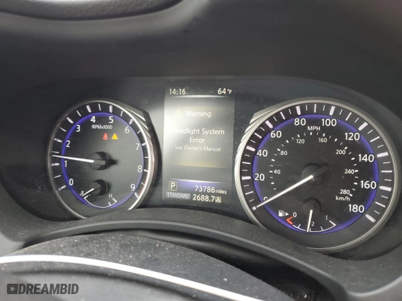 2014 Infiniti Q50 Premium with VIN JN1BV7AP0EM680113, listed as a Copart auction lot 87242174 with 73,786 mi miles and Salvage Title. Bid and sale history available at carsss.com. Image 9.
