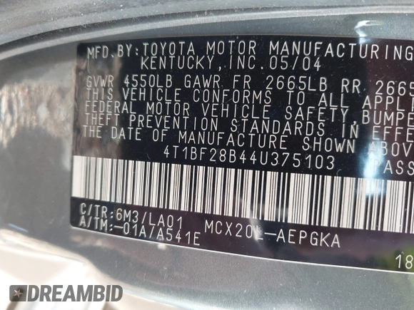 2004 Toyota Avalon XL with VIN 4T1BF28B44U375103, listed as a IAAI auction lot 41903924 with 329,027 mi miles and . Bid and sale history available at carsss.com. Image 9.