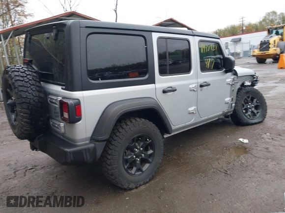 2022 Jeep Wrangler Unlimited Willys Sport with VIN 1C4HJXDM9NW272685, listed as a IAAI auction lot 41948921 with Not provided miles and . Bid and sale history available at DreamBid. Image 4.