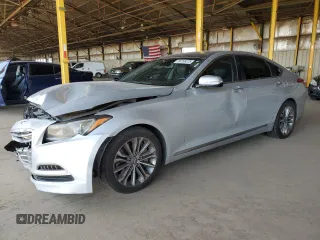2015 Hyundai Genesis 3.8L z VIN KMHGN4JE8FU029955, wystawiony jako Copart lot #56766375 z przebiegiem 126 709 mil mil oraz Szkoda całkowita • Salvage title. Historia ofert i sprzedaży dostępna na DreamBid. Obrazek 1.