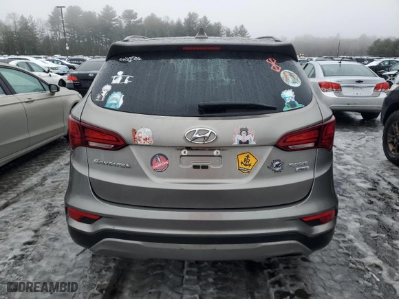 2017 Hyundai Santa Fe Sport Luxury with VIN 5XYZUDLB8HG413399, listed as a Copart auction lot 44350075 with 0 mi miles and Salvage Title. Bid and sale history available at carsss.com. Image 6.