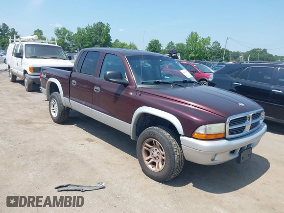 2004 Dodge Dakota SLT with VIN 1D7HG48N24S556431, listed as a IAAI auction lot 42591078 with 213,777 mi miles and . Bid and sale history available at DreamBid. Image 1.