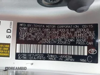 2015 Toyota Prius Two with VIN JTDZN3EU7FJ025812, listed as a IAAI auction lot 41958867 with 129,435 mi miles and . Bid and sale history available at DreamBid. Image 9.