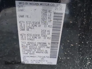 2015 Nissan Pathfinder SV z VIN 5N1AR2MN6FC705870, wystawiony jako IAAI lot #41206622 z przebiegiem Nie podano mil oraz . Historia ofert i sprzedaży dostępna na DreamBid. Obrazek 9.