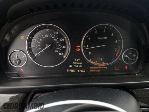 2012 BMW 5 Series 550i with VIN WBAFR9C53CDV58785, listed as a Copart auction lot 84342614 with 112,226 mi miles and Salvage Title. Bid and sale history available at carsss.com. Image 9.