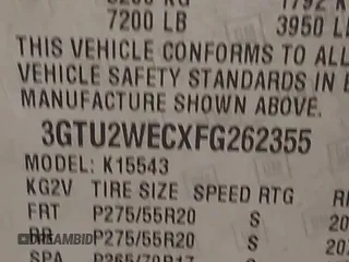 2015 GMC Sierra 1500 Denali with VIN 3GTU2WECXFG262355, listed as a IAAI auction lot 41449684 with 251,279 mi miles. Bid and sale history available at carsss.com. Image 9.
