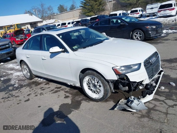 2013 Audi A4 Premium Plus with VIN WAUFFAFL9DN022682, listed as a IAAI auction lot 41605430 with 104,363 mi miles. Bid and sale history available at carsss.com. Image 1.