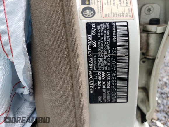 2012 Mercedes-Benz C 300 Sport with VIN WDDGF8BB4CA707133, listed as a Copart auction lot 53494475 with 185,246 mi miles and Salvage Title. Bid and sale history available at DreamBid. Image 12.