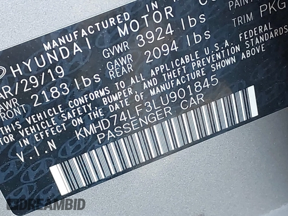 2020 Hyundai Elantra SE z VIN KMHD74LF3LU901845, wystawiony jako IAAI lot #42289742 z przebiegiem 45 673 mil mil oraz . Historia ofert i sprzedaży dostępna na DreamBid. Obrazek 9.