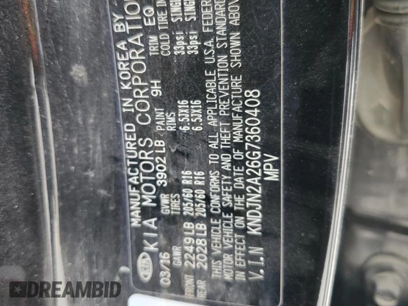 2016 Kia Soul with VIN KNDJN2A26G7360408, listed as a Copart auction lot 49683455 with 0 mi miles and Salvage Title. Bid and sale history available at carsss.com. Image 12.
