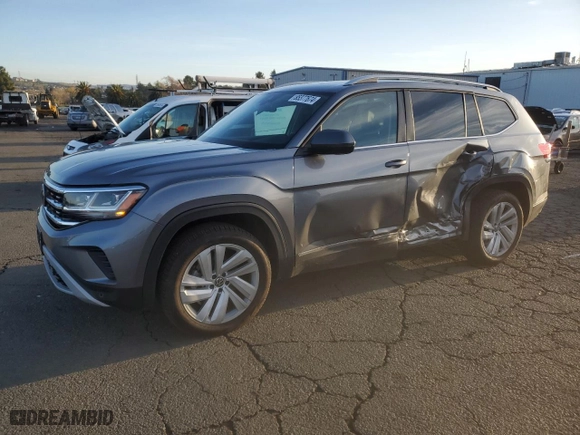 2021 Volkswagen Atlas 2.0T SEL with VIN 1V2BP2CA9MC579237, listed as a Copart auction lot 85377674 with 80,361 mi miles and Salvage Title. Bid and sale history available at carsss.com. Image 1.
