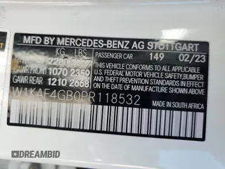 2023 Mercedes-Benz C 300 with VIN W1KAF4GB0PR118532, listed as a Copart auction lot 44768755 with Not Provided miles and Salvage Title. Bid and sale history available at carsss.com. Image 14.