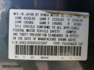 2005 Acura TSX with VIN JH4CL95995C022647, listed as a Copart auction lot 47612945 with 0 mi miles and Salvage Title. Bid and sale history available at carsss.com. Image 14.