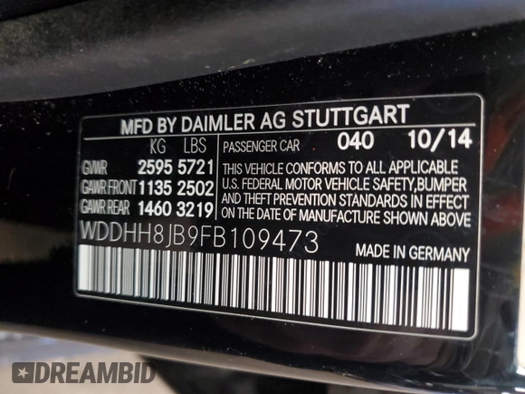 2015 Mercedes-Benz E 350 Luxury with VIN WDDHH8JB9FB109473, listed as a Copart auction lot 46889635 with 145,749 mi miles and Salvage title. Bid and sale history available at DreamBid. Image 12.