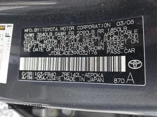 2009 Toyota Corolla with VIN JTDBL40E399032176, listed as a IAAI auction lot 42035968 with 213,062 mi miles. Bid and sale history available at carsss.com. Image 9.