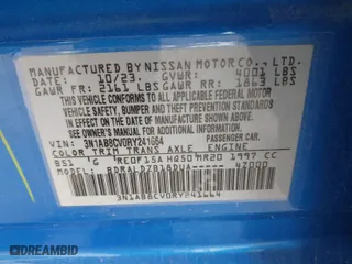2024 Nissan Sentra SV with VIN 3N1AB8CV0RY241664, listed as a IAAI auction lot 42006169 with 38,518 mi miles. Bid and sale history available at carsss.com. Image 9.
