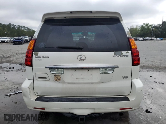 2005 Lexus GX with VIN JTJBT20X850068687, listed as a Copart auction lot 51453805 with 182,838 mi miles and Salvage Title. Bid and sale history available at carsss.com. Image 6.