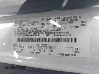 2019 Ford Transit Passenger XL with VIN 1FBZX2ZM8KKA53769, listed as a IAAI auction lot 42005385 with 62,118 mi miles and . Bid and sale history available at DreamBid. Image 9.