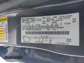 2020 Ford Ranger XL with VIN 1FTER4FH7LLA09314, listed as a IAAI auction lot 41629623 with 73,959 mi miles and . Bid and sale history available at DreamBid. Image 9.