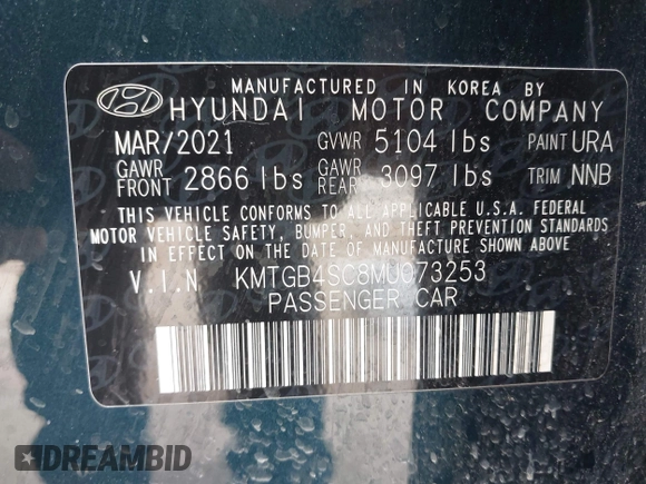 2021 Genesis G80 2.5T z VIN KMTGB4SC8MU073253, wystawiony jako IAAI lot #41877970 z przebiegiem 36 562 mil mil oraz . Historia ofert i sprzedaży dostępna na DreamBid. Obrazek 9.