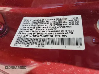 2007 Honda Element LX with VIN 5J6YH18307L008070, listed as a Copart auction lot 50015035 with 129,767 mi miles and Salvage Title. Bid and sale history available at DreamBid. Image 15.