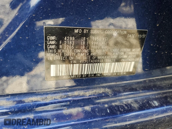 2018 Subaru Impreza Premium with VIN 4S3GTAD69J3718625, listed as a Copart auction lot 56623915 with 71,129 mi miles and Salvage title. Bid and sale history available at DreamBid. Image 12.