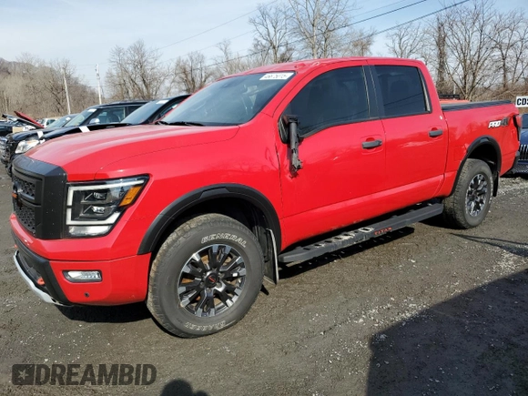 2021 Nissan Titan Pro-4X with VIN 1N6AA1ED1MN511189, listed as a Copart auction lot 46675015 with 51,162 mi miles and Non repairable. Bid and sale history available at DreamBid. Image 1.