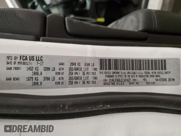 2018 Jeep Grand Cherokee Limited with VIN 1C4RJFBG8JC107427, listed as a Copart auction lot 46916375 with 113,608 mi miles and Salvage Title. Bid and sale history available at DreamBid. Image 14.