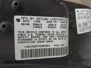 2000 Saturn SL with VIN 1G8ZH5287YZ262924, listed as a IAAI auction lot 42068691 with 161,975 mi miles and . Bid and sale history available at DreamBid. Image 9.