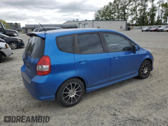 2007 Honda Fit Sport with VIN JHMGD38617S032997, listed as a Copart auction lot 54865225 with 182,428 mi miles and Salvage Title. Bid and sale history available at carsss.com. Image 3.