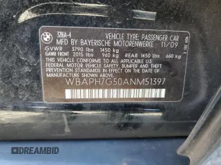 2010 BMW 3 Series 328i with VIN WBAPH7G50ANM51397, listed as a Copart auction lot 85001734 with 144,645 mi miles and Salvage Title. Bid and sale history available at carsss.com. Image 12.