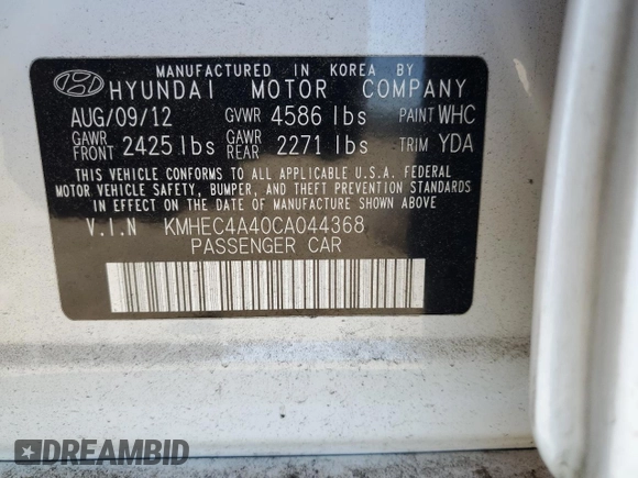 2012 Hyundai Sonata Hybrid z VIN KMHEC4A40CA044368, wystawiony jako Copart lot #58782435 z przebiegiem 169 333 mil mil oraz Czysty tytuł • Clean title. Historia ofert i sprzedaży dostępna na DreamBid. Obrazek 13.