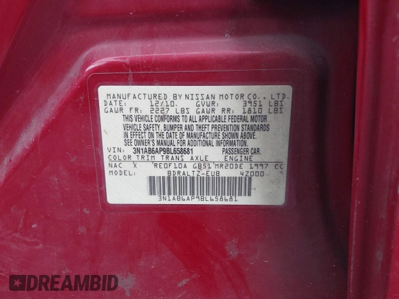2011 Nissan Sentra SL with VIN 3N1AB6AP9BL658681, listed as a IAAI auction lot 41706359 with 212,220 mi miles and . Bid and sale history available at DreamBid. Image 9.