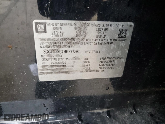 2017 Chevrolet Silverado 1500 LTZ with VIN 3GCPCSEC7HG277207, listed as a Copart auction lot 45132325 with 172,453 mi miles and Salvage Title. Bid and sale history available at DreamBid. Image 12.