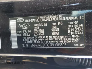 2024 Genesis GV70 Sport with VIN 5NMMCDTC3RH003803, listed as a Copart auction lot 59806985 with 7,614 mi miles and Salvage title. Bid and sale history available at DreamBid. Image 14.