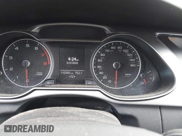 2014 Audi A4 Premium with VIN WAUAFAFLXEN040409, listed as a IAAI auction lot 41726142 with 110,383 mi miles. Bid and sale history available at carsss.com. Image 6.