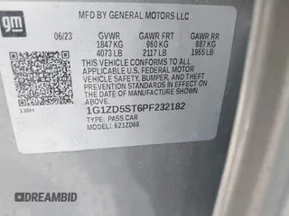 2023 Chevrolet Malibu LT with VIN 1G1ZD5ST6PF232182, listed as a IAAI auction lot 42123100 with Not Provided miles and . Bid and sale history available at DreamBid. Image 9.