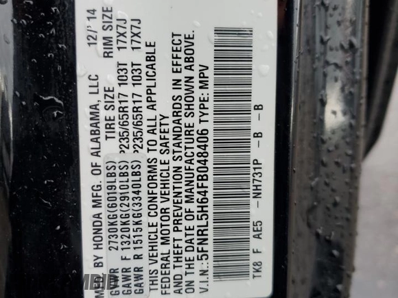 2015 Honda Odyssey EX-L z VIN 5FNRL5H64FB048406, wystawiony jako Copart lot #58044065 z przebiegiem 61 005 mil mil oraz Szkoda całkowita • Salvage title. Historia ofert i sprzedaży dostępna na DreamBid. Obrazek 13.