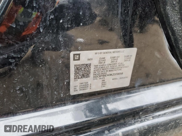 2019 Chevrolet Silverado 1500 Custom with VIN 1GCRYBEH3KZ370058, listed as a Copart auction lot 47594675 with 33,766 mi miles and Clean Title. Bid and sale history available at DreamBid. Image 12.