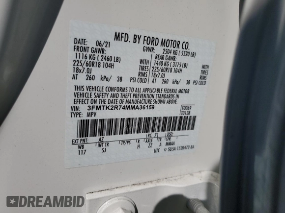 2021 Ford Mustang Mach-E California Route 1 z VIN 3FMTK2R74MMA36159, wystawiony jako Copart lot #48935195 z przebiegiem 27 024 mil mil oraz Szkoda całkowita • Salvage title. Historia ofert i sprzedaży dostępna na DreamBid. Obrazek 14.
