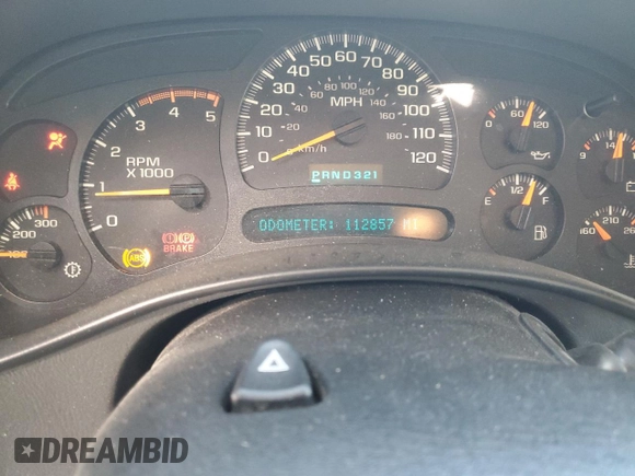 2005 GMC Sierra 1500 with VIN 1GTHC29215E161722, listed as a Copart auction lot 53283965 with 112,857 mi miles and Salvage Title. Bid and sale history available at DreamBid. Image 9.