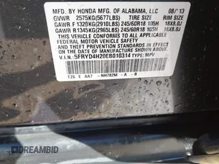 2014 Acura MDX with VIN 5FRYD4H20EB010314, listed as a IAAI auction lot 41454491 with 129,368 mi miles. Bid and sale history available at carsss.com. Image 9.