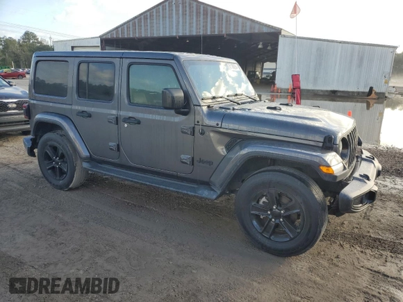 2020 Jeep Wrangler Unlimited Sahara Altitude z VIN 1C4HJXEG7LW312770, wystawiony jako Copart lot #81186294 z przebiegiem 56 926 mil mil oraz Szkoda całkowita • Salvage title. Historia ofert i sprzedaży dostępna na DreamBid. Obrazek 4.