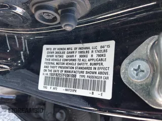 2015 Honda Civic Sedan LX with VIN 19XFB2E57FE061088, listed as a IAAI auction lot 41815595 with 157,248 mi miles. Bid and sale history available at carsss.com. Image 9.