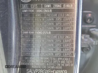 2015 Land Rover Range Rover Evoque Pure Plus z VIN SALVP2BGXFH048809, wystawiony jako Copart lot #53756915 z przebiegiem 105 169 mil mil oraz Szkoda całkowita • Salvage title. Historia ofert i sprzedaży dostępna na DreamBid. Obrazek 14.