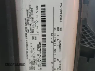 2019 Ford Transit XL с VIN 1FDZX2CM3KKA36815, выставлен на аукционе Copart как лот 66053215 с пробегом 173 978 миль миль и Чистый • Clean title. История ставок и продаж доступна на DreamBid. Изображение 13.